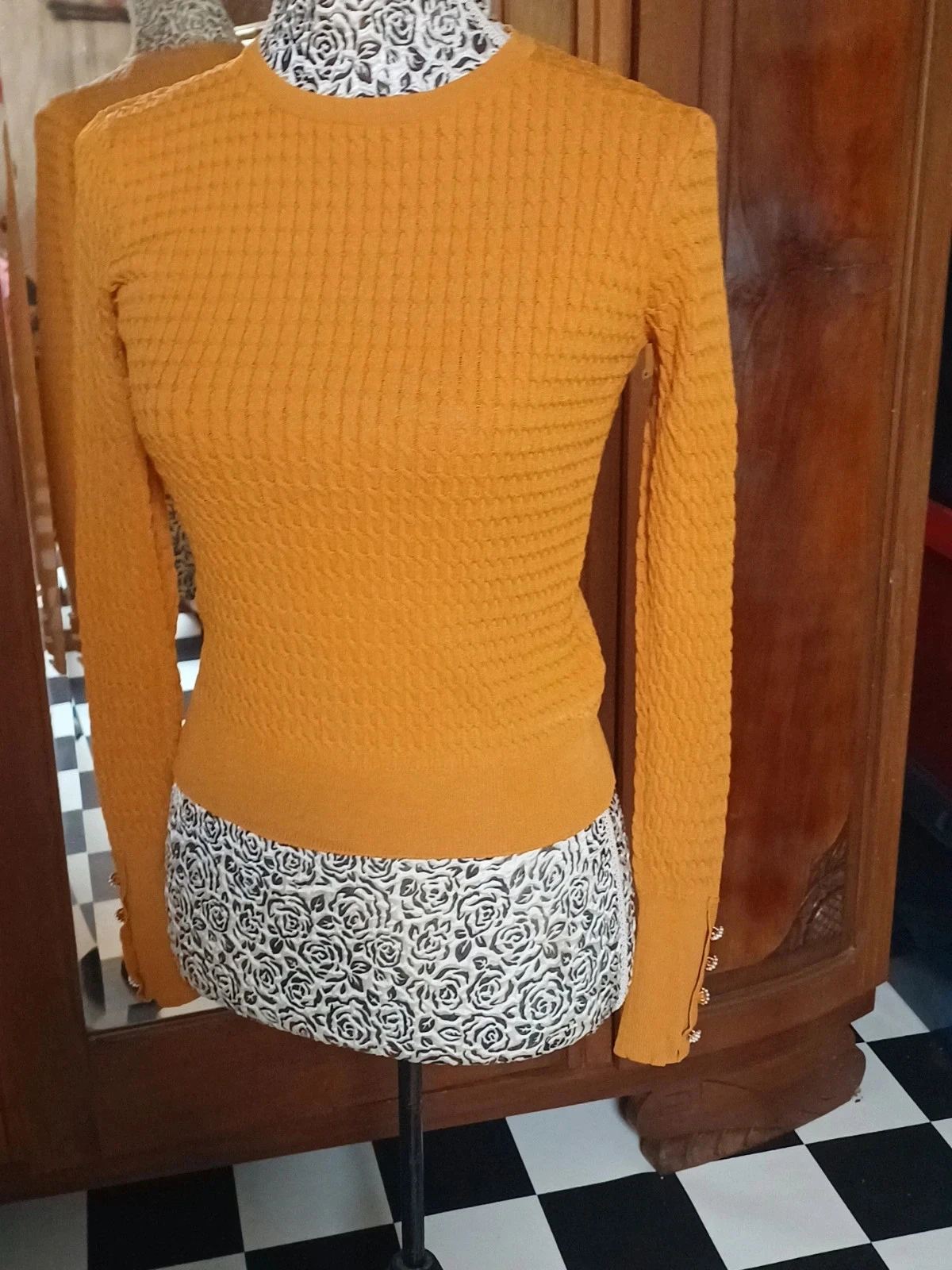 Suéter pequeno ocre mostarda Zara tamanho L – photo 8